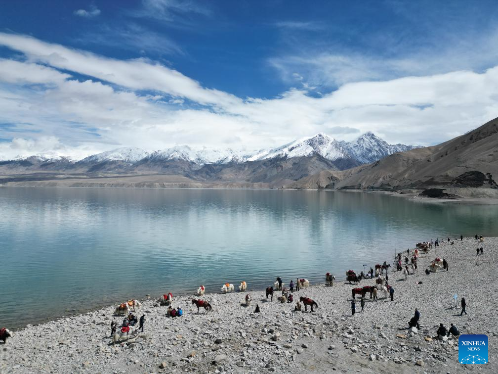 View of Baisha Lake scenic area in Akto County, NW China's Xinjiang