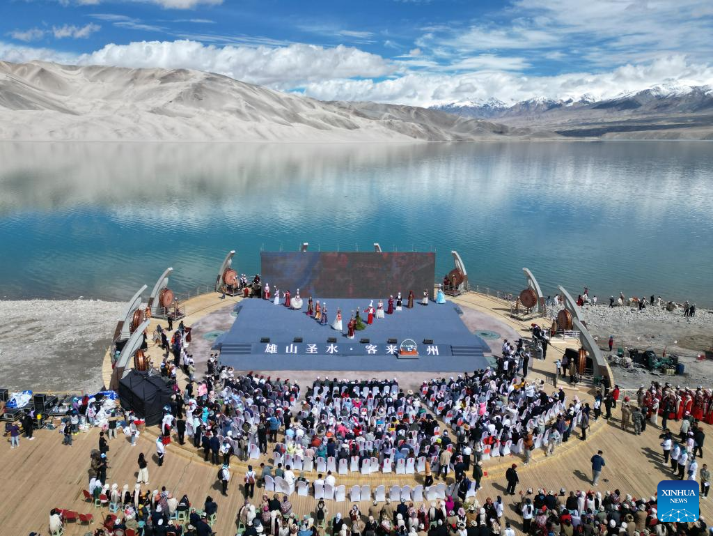 View of Baisha Lake scenic area in Akto County, NW China's Xinjiang