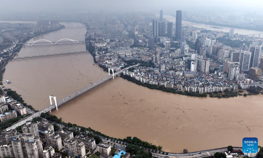 Water level of Liujiang River rises to 86.3 meters in China's Guangxi