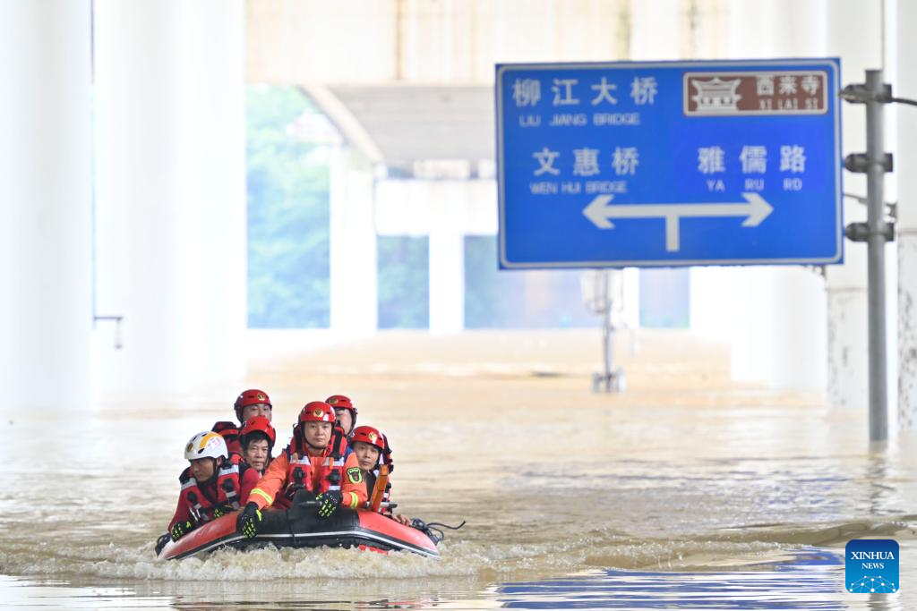 Water level of Liujiang River rises to 86.3 meters in China's Guangxi