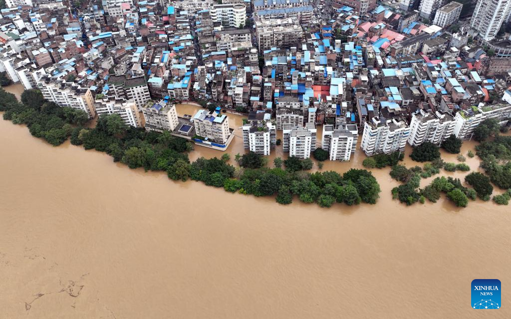 Water level of Liujiang River rises to 86.3 meters in China's Guangxi