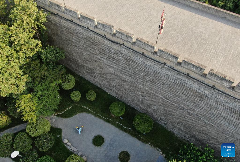 Sports life around the ancient city wall in Xi'an, China