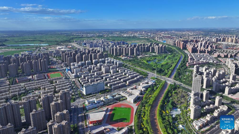 Aerial view of Yinchuan, NW China's Ningxia