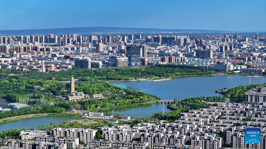 Aerial view of Yinchuan, NW China's Ningxia