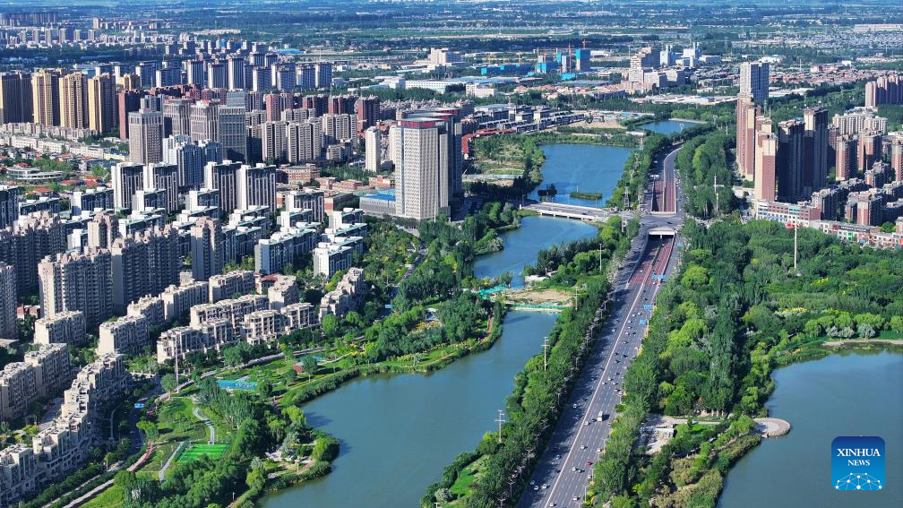 Aerial view of Yinchuan, NW China's Ningxia