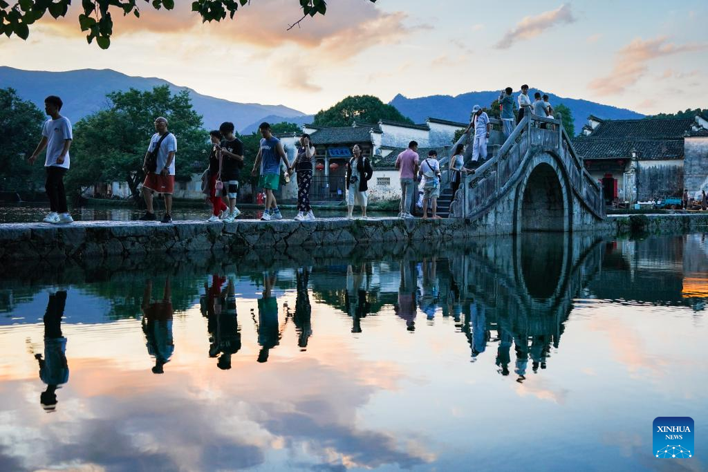 Sunset view of Hongcun Village in Yixian County, E China's Anhui