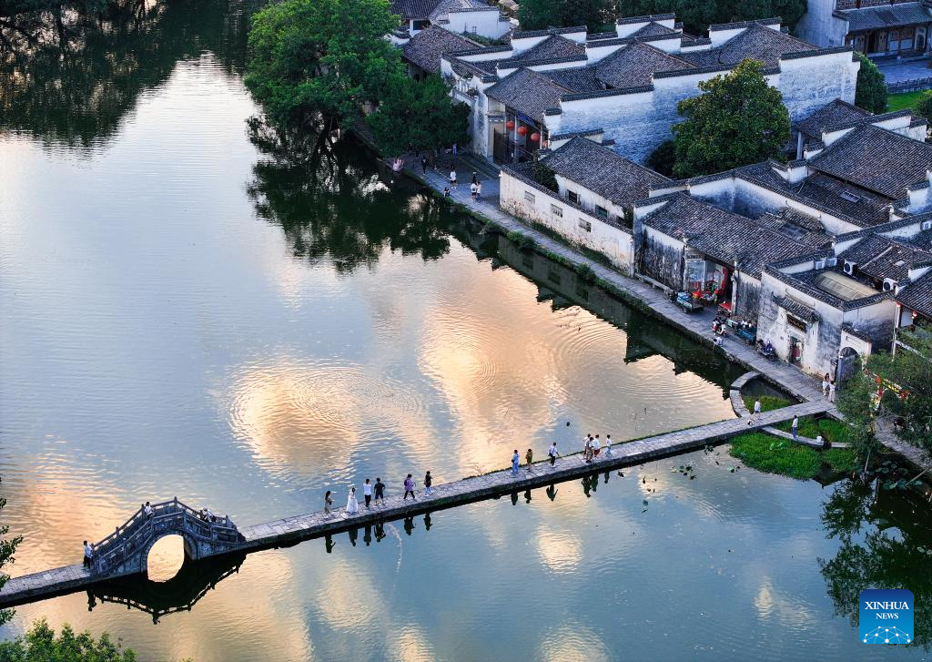 Sunset view of Hongcun Village in Yixian County, E China's Anhui