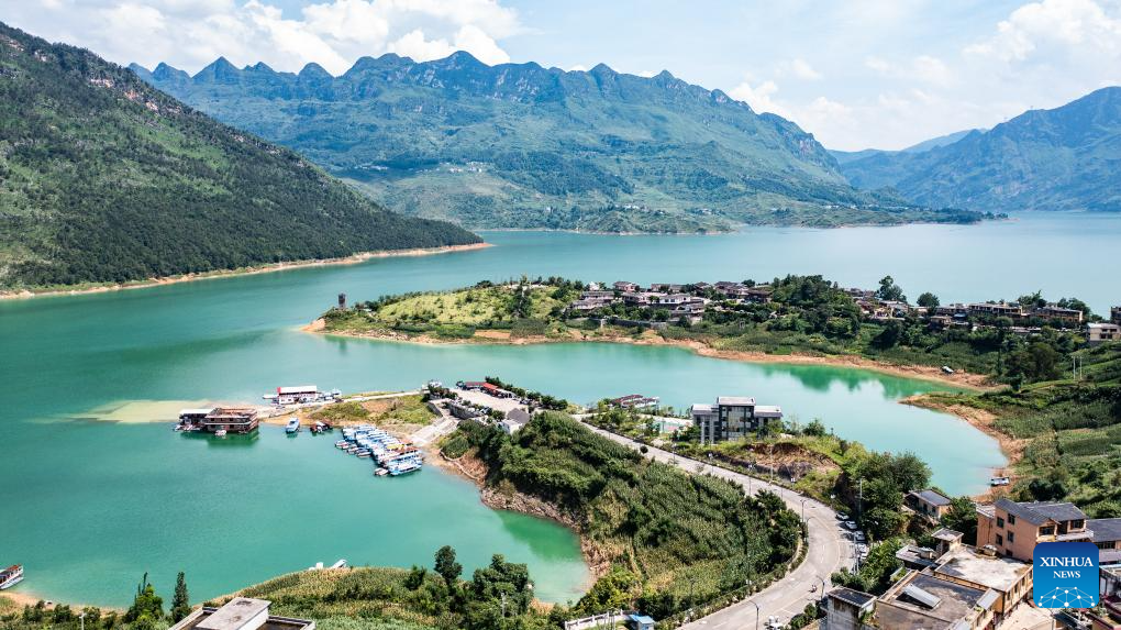 Aerial view of Zangke river scenic area in SW China