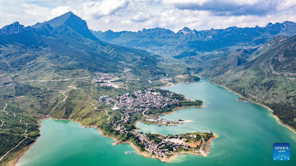 Aerial view of Zangke river scenic area in SW China