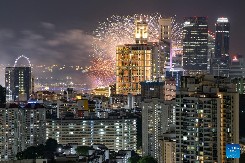 Rehearsal of Singapore's National Day Parade held in Marina Bay