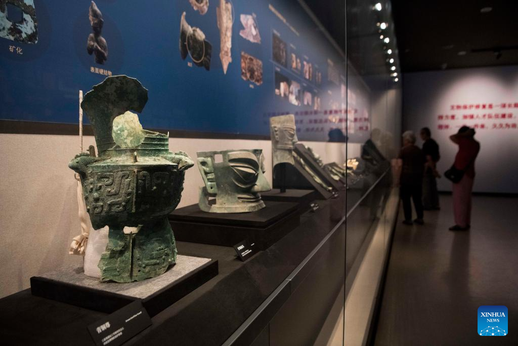 Artifacts exhibited at Sanxingdui Museum in Sichuan