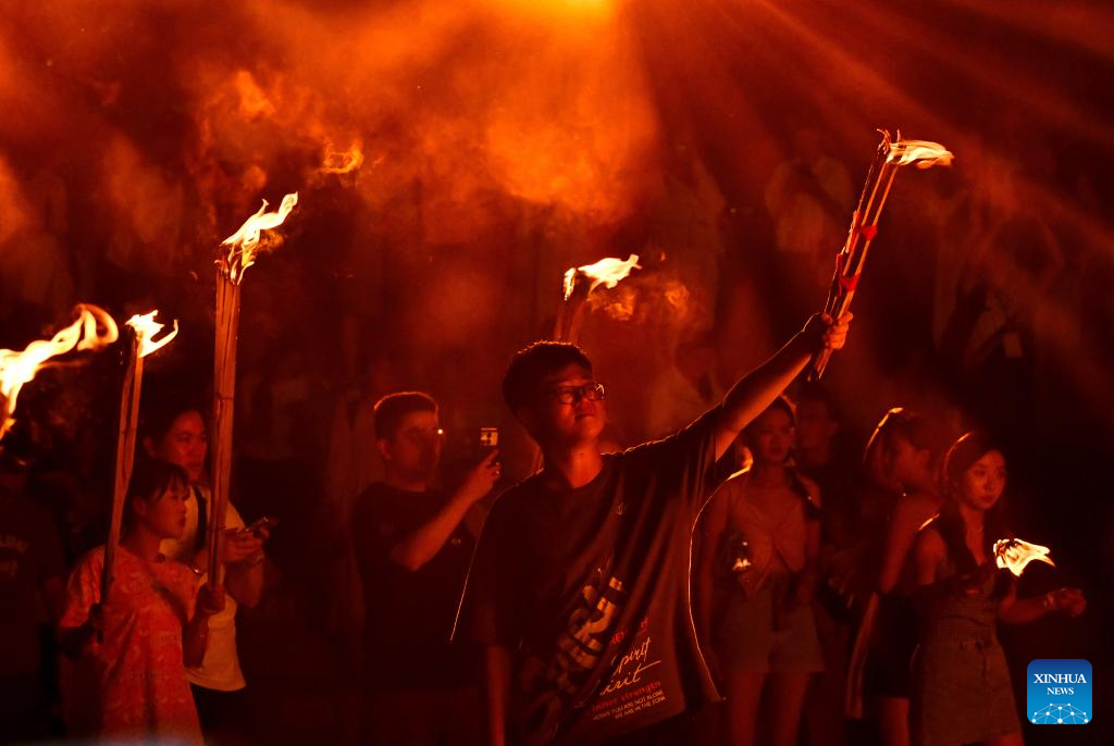 Torch festival celebrated in Chuxiong, SW China