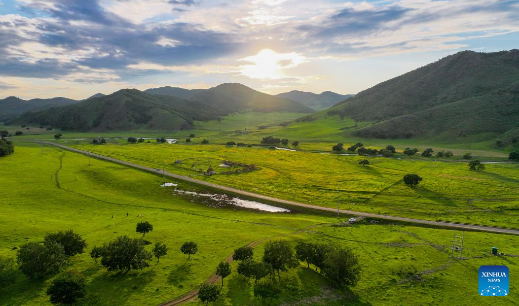 Sunset scenery at Wulanmaodu pasture in Inner Mongolia