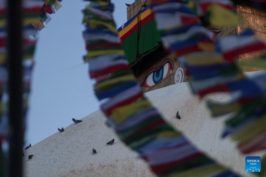 View of Boudhanath Stupa in Nepal