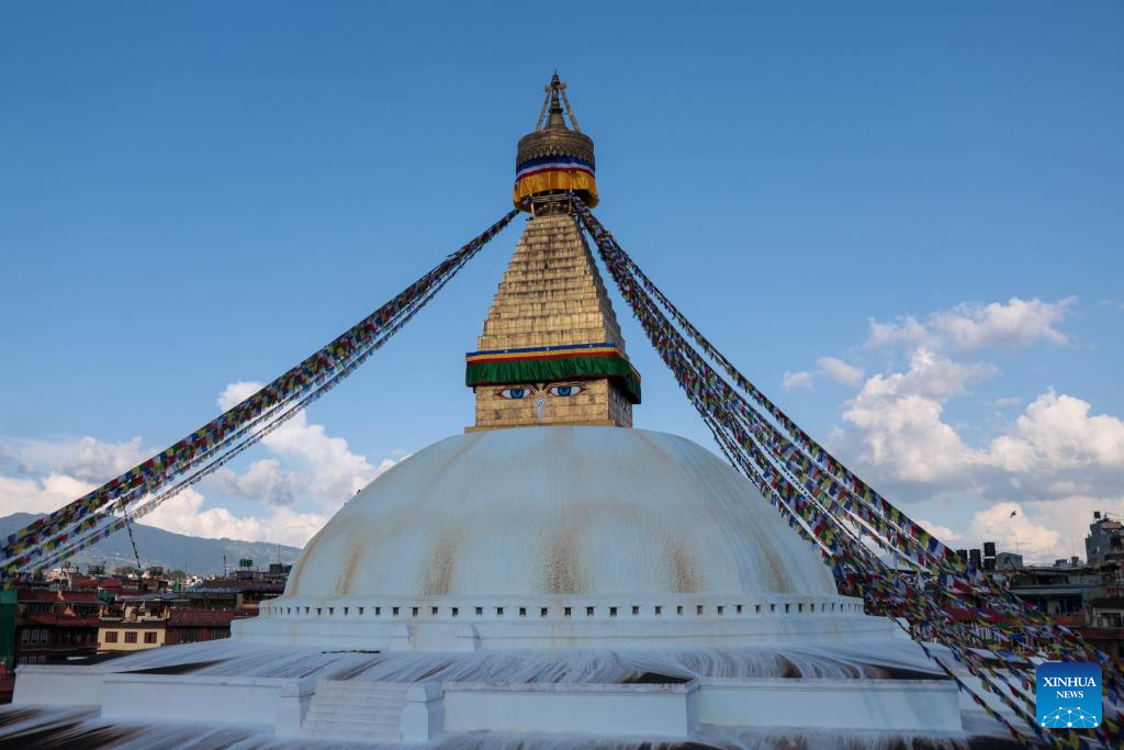 View of Boudhanath Stupa in Nepal