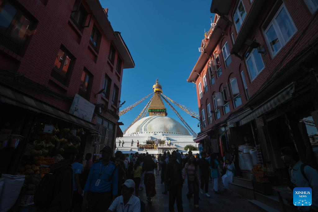 View of Boudhanath Stupa in Nepal