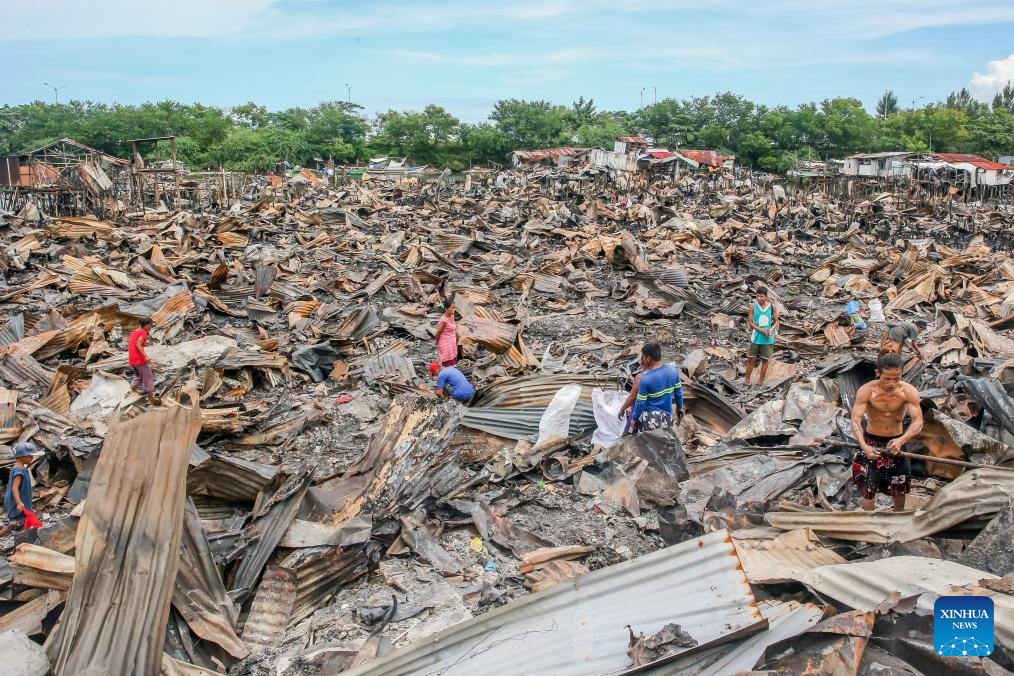 Aftermath of slum area fire in Cavite, Philippines