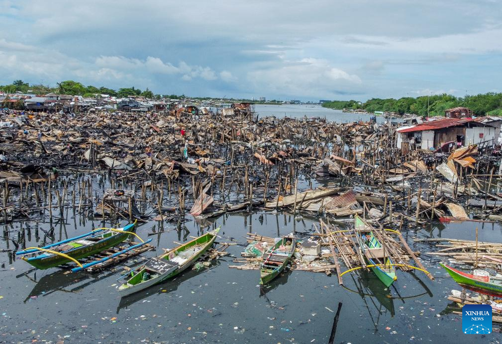 Aftermath of slum area fire in Cavite, Philippines