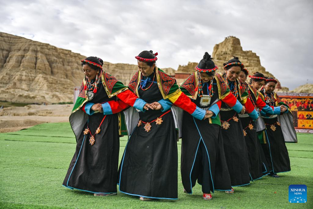 Residents perform Xuan Dance in China's Xizang