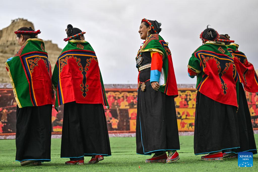 Residents perform Xuan Dance in China's Xizang