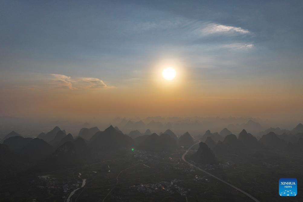 Autumn scenery of Sandu Town in S China's Guangxi