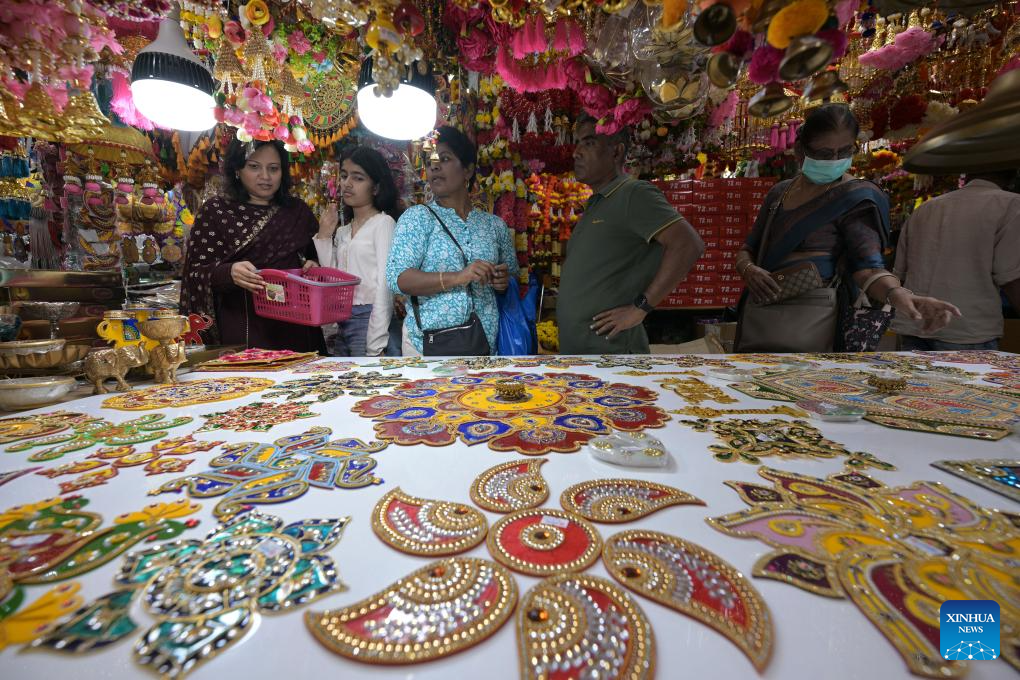 People shop for upcoming Hindu festival Deepavali in Singapore