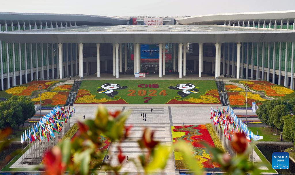 Main venue for 7th CIIE fully decorated