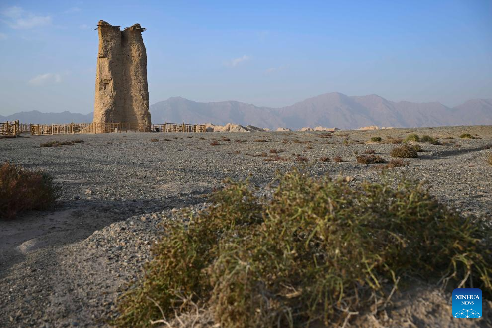 View of Kizilgaha Beacon Tower scenic spot in China's Xinjiang