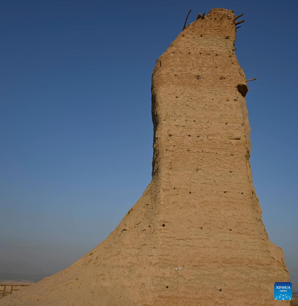 View of Kizilgaha Beacon Tower scenic spot in China's Xinjiang