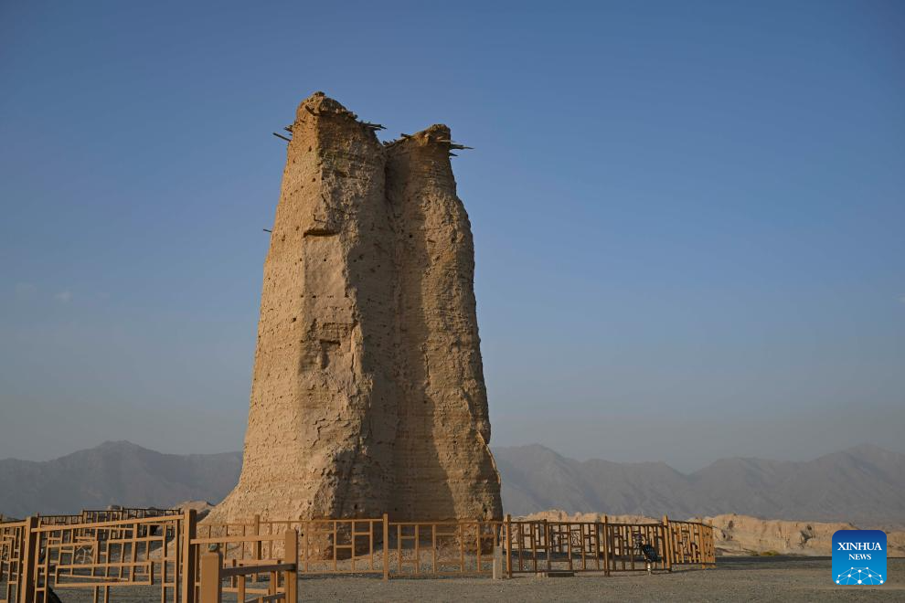 View of Kizilgaha Beacon Tower scenic spot in China's Xinjiang