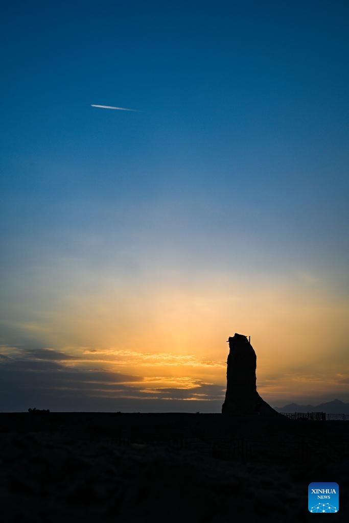 View of Kizilgaha Beacon Tower scenic spot in China's Xinjiang