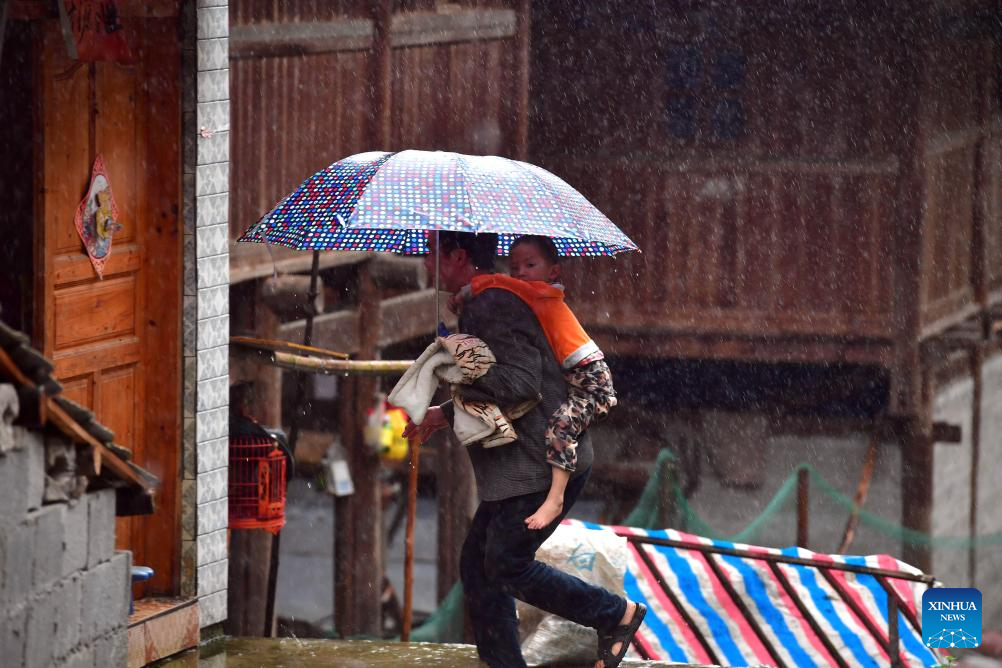 A glimpse of life in rainy days in Wuying Village, S China