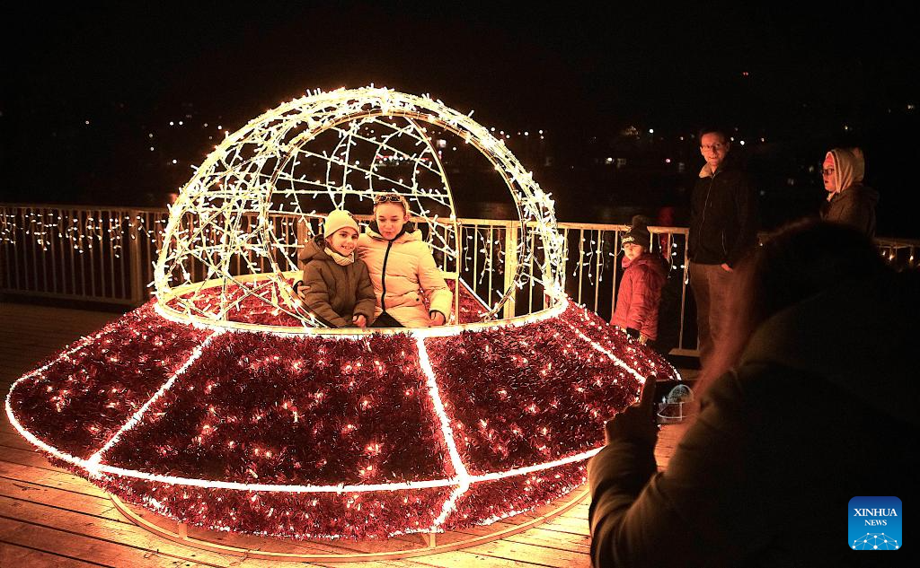 Space-themed light exhibition held in Prague