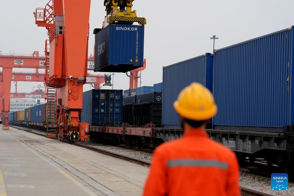 In pics: railway station of CRIntermodal in Wuhan, C China