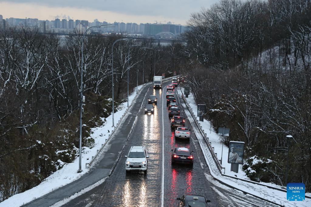 City view after snowfall in Kiev, Ukraine