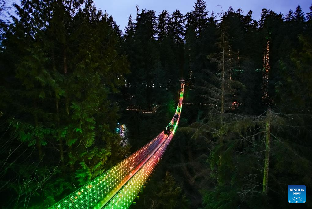 Light decorations set up during Canyon Lights preview event in Canada