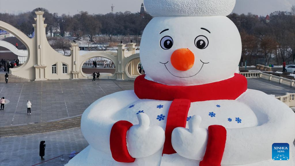 In pics: giant snowman at Sun Island scenic spot in Harbin