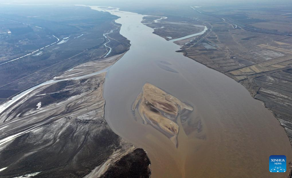 View of Yellow River in Shizuishan, China's Ningxia