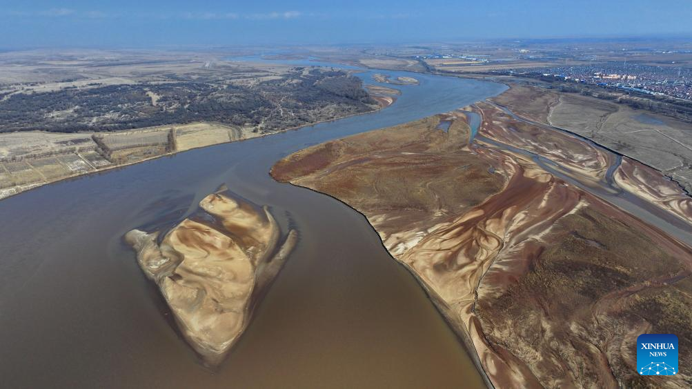 View of Yellow River in Shizuishan, China's Ningxia