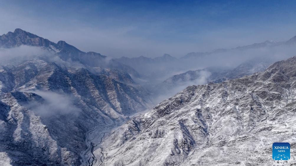 Scenery of Helan Mountain after snow in NW China's Ningxia