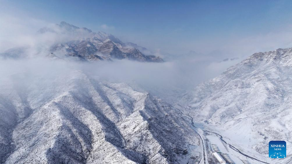 Scenery of Helan Mountain after snow in NW China's Ningxia