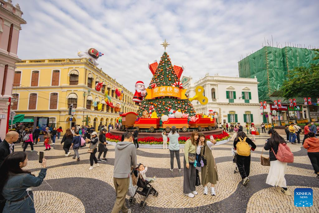 Tourists visit historic center of Macao