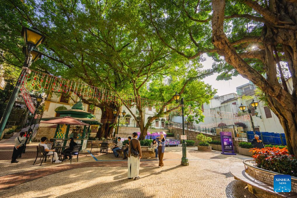 Tourists visit historic center of Macao