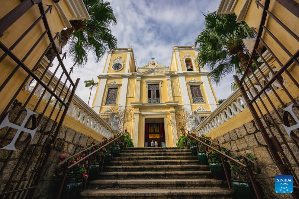 Tourists visit historic center of Macao