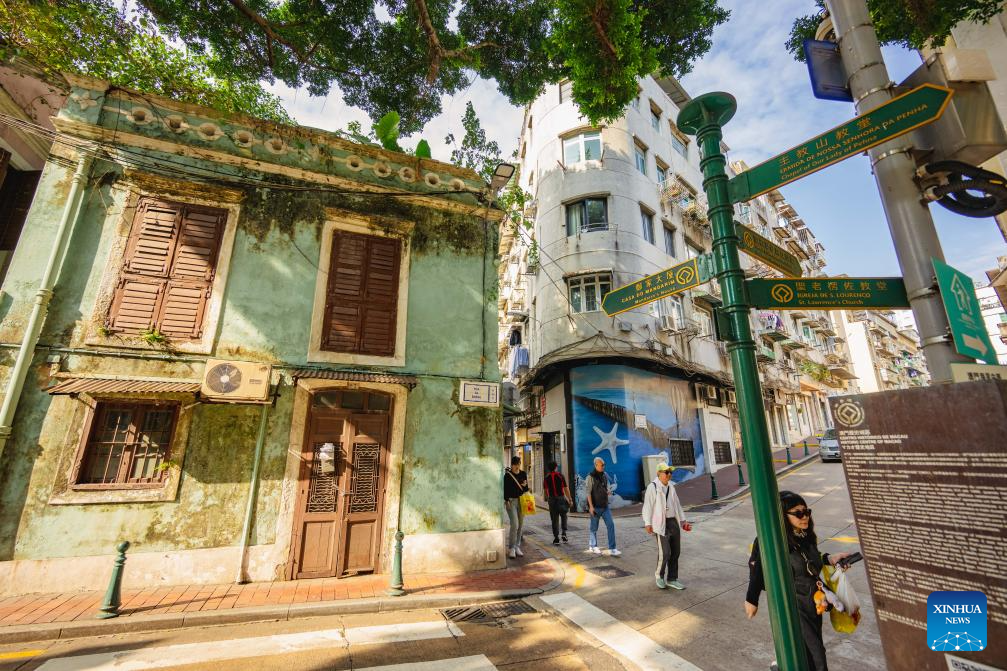 Tourists visit historic center of Macao