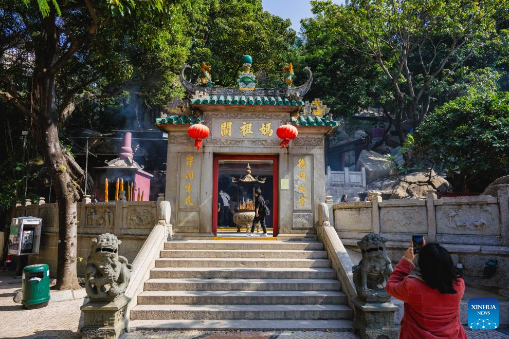 Tourists visit historic center of Macao