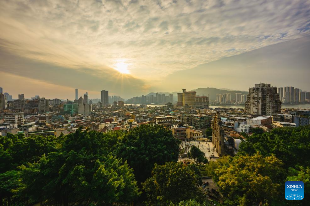 Tourists visit historic center of Macao