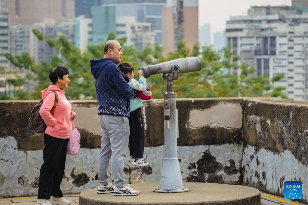 Tourists visit historic center of Macao