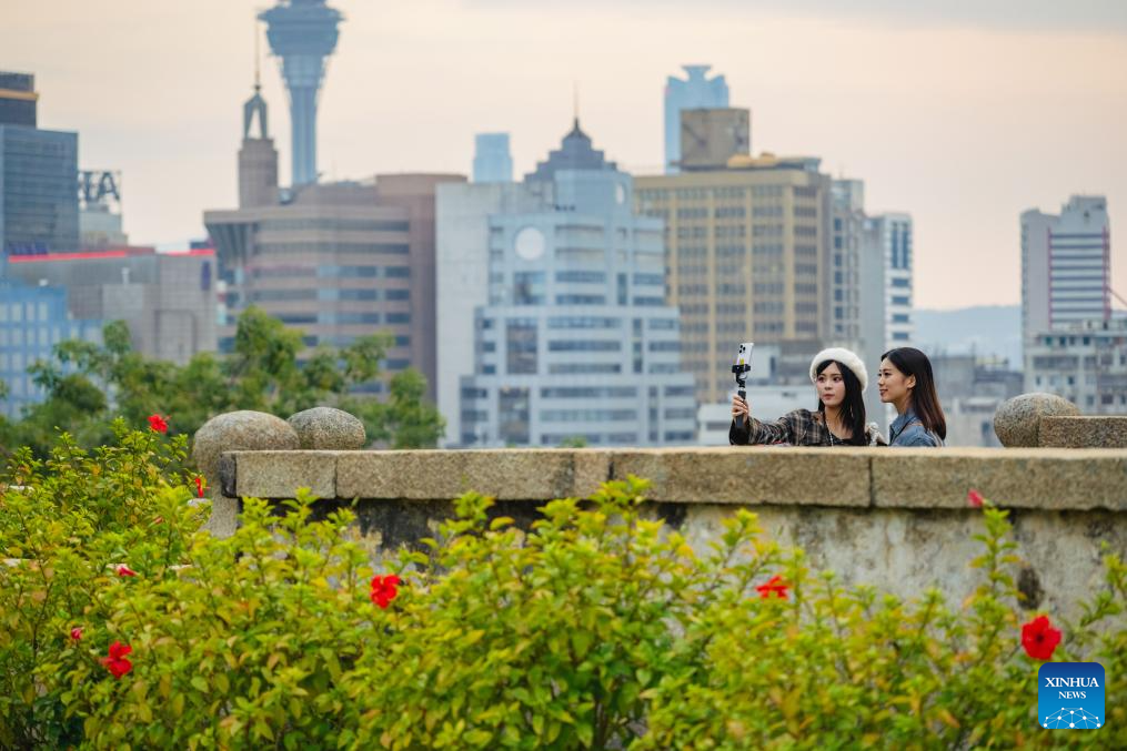 Tourists visit historic center of Macao