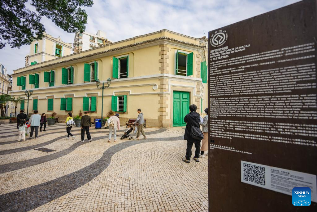 Tourists visit historic center of Macao